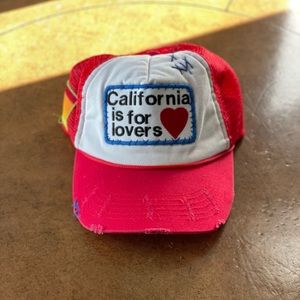 Aviator Nation “California is for lovers” distressed hand-stitched trucker hat